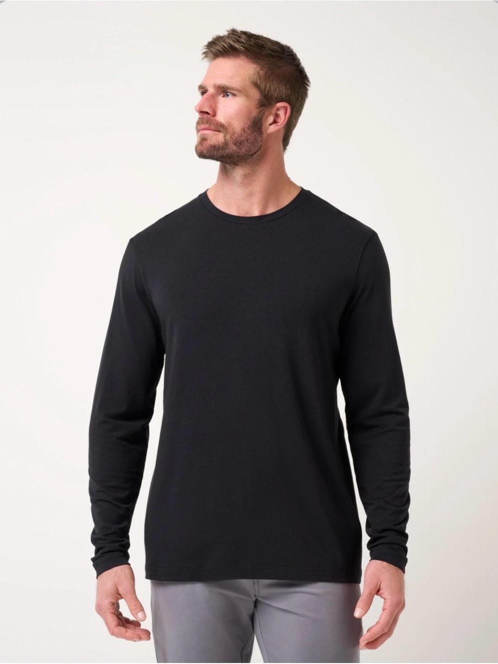 Travis Mathew Men's Long Sleeve Crewneck Shirt - Black